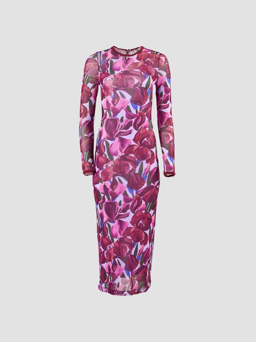 Carolina Herrera Women's Floral Crewneck Column Midi Dress - Rioja Multi - Size XL