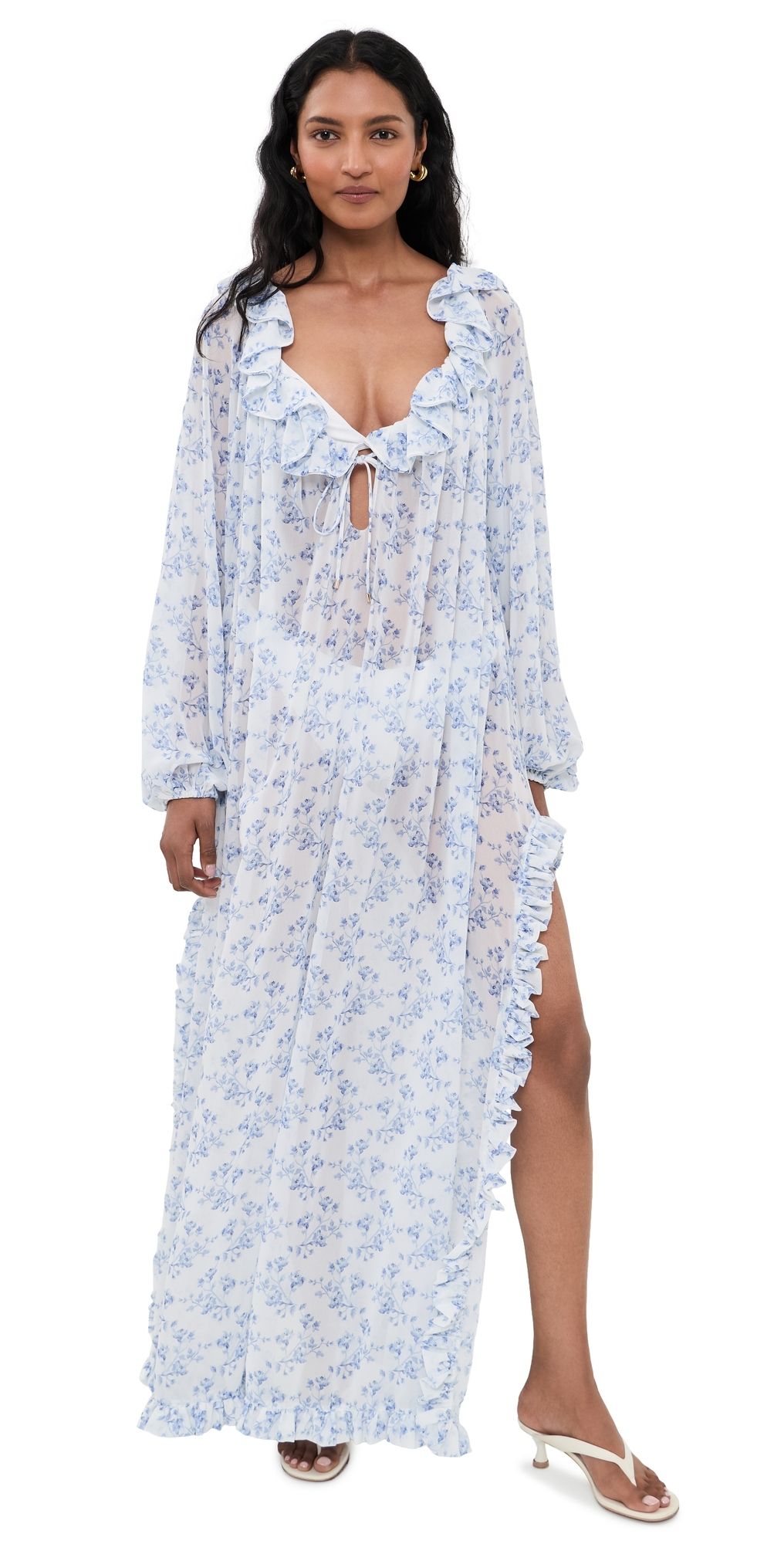 CAROLINE CONSTAS Cosima Cover Up Dress Blue White XS