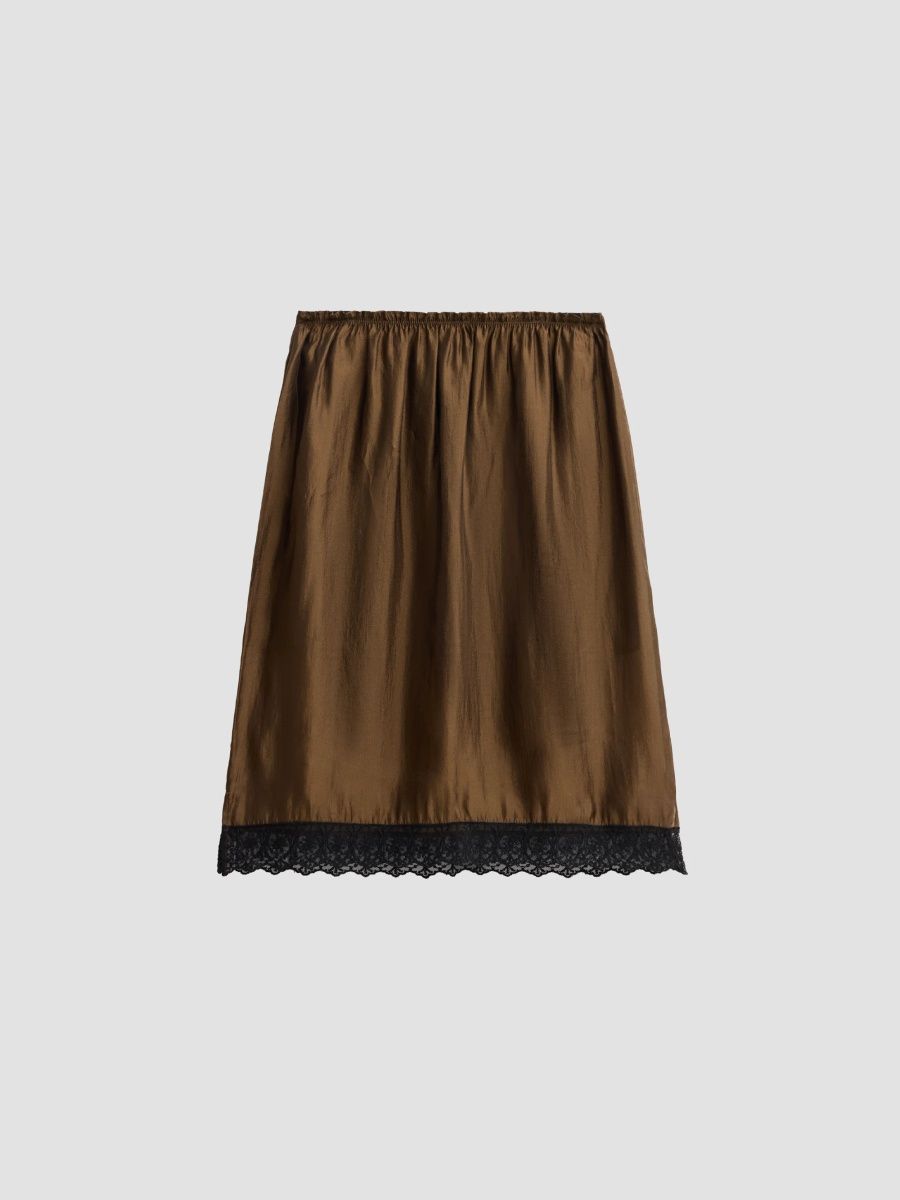 Women's Gillian Lace-Trim Sheer Chiffon Skirt - Brown - Size 10