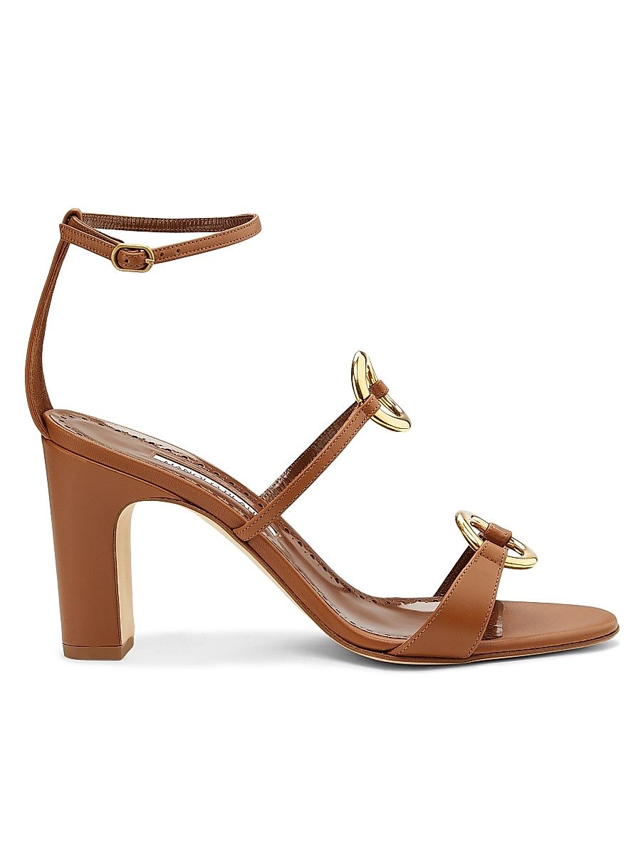 Women's Hisfahan Leather Block-Heel Sandals - Medium Brown - Size 5