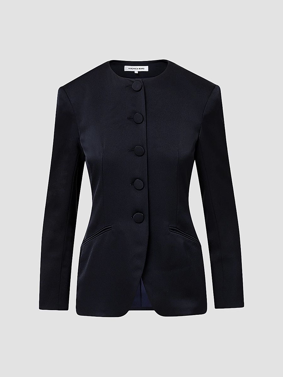 Veronica Beard Women's Wryllen Collarless Jacket - Navy - Size 16