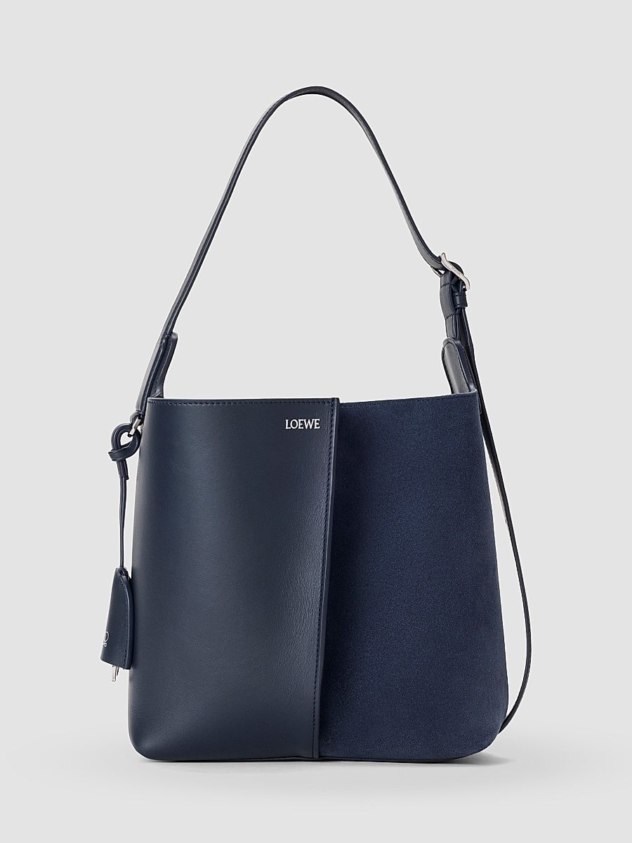 Women's Bilbao Leather & Suede Bucket Bag - Deep Navy