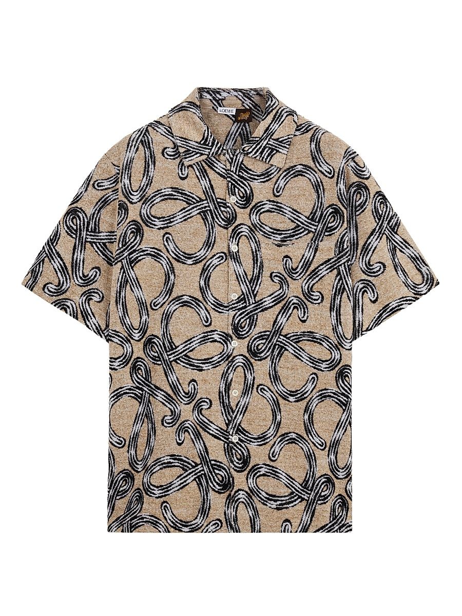 Men's LOEWE x Paula's Ibiza Towel Terry Jacquard Shirt - Beige Black - Size XL