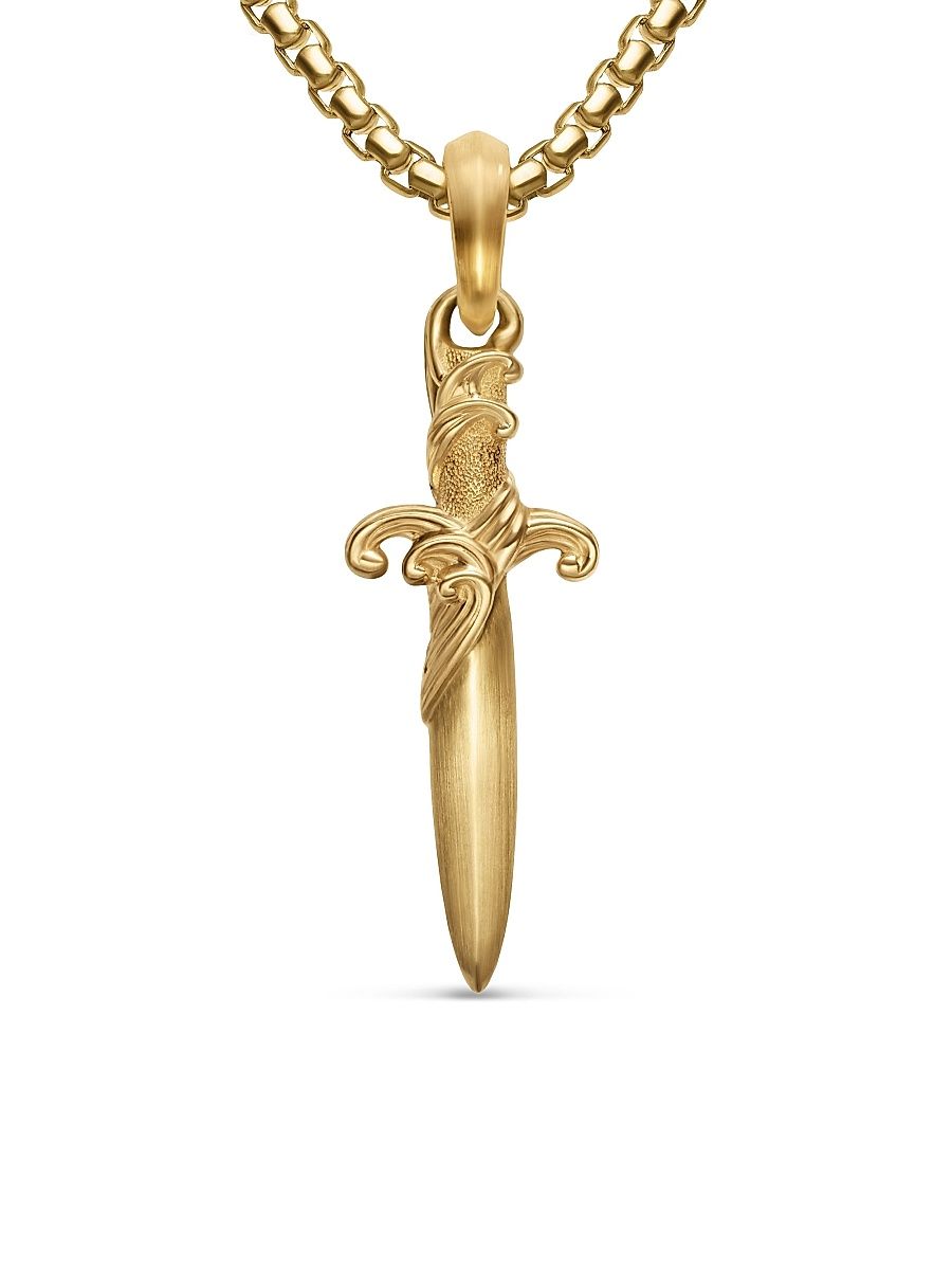 Men's Waves Dagger Amulet in 18K Yellow Gold, 31MM - Gold
