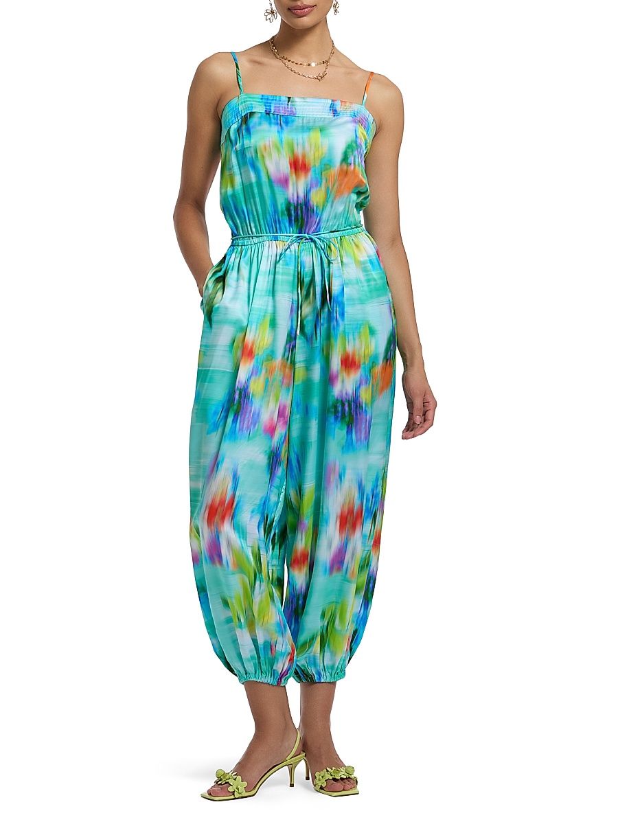 Women's Nora Printed Charmeuse Jumpsuit - Size 8
