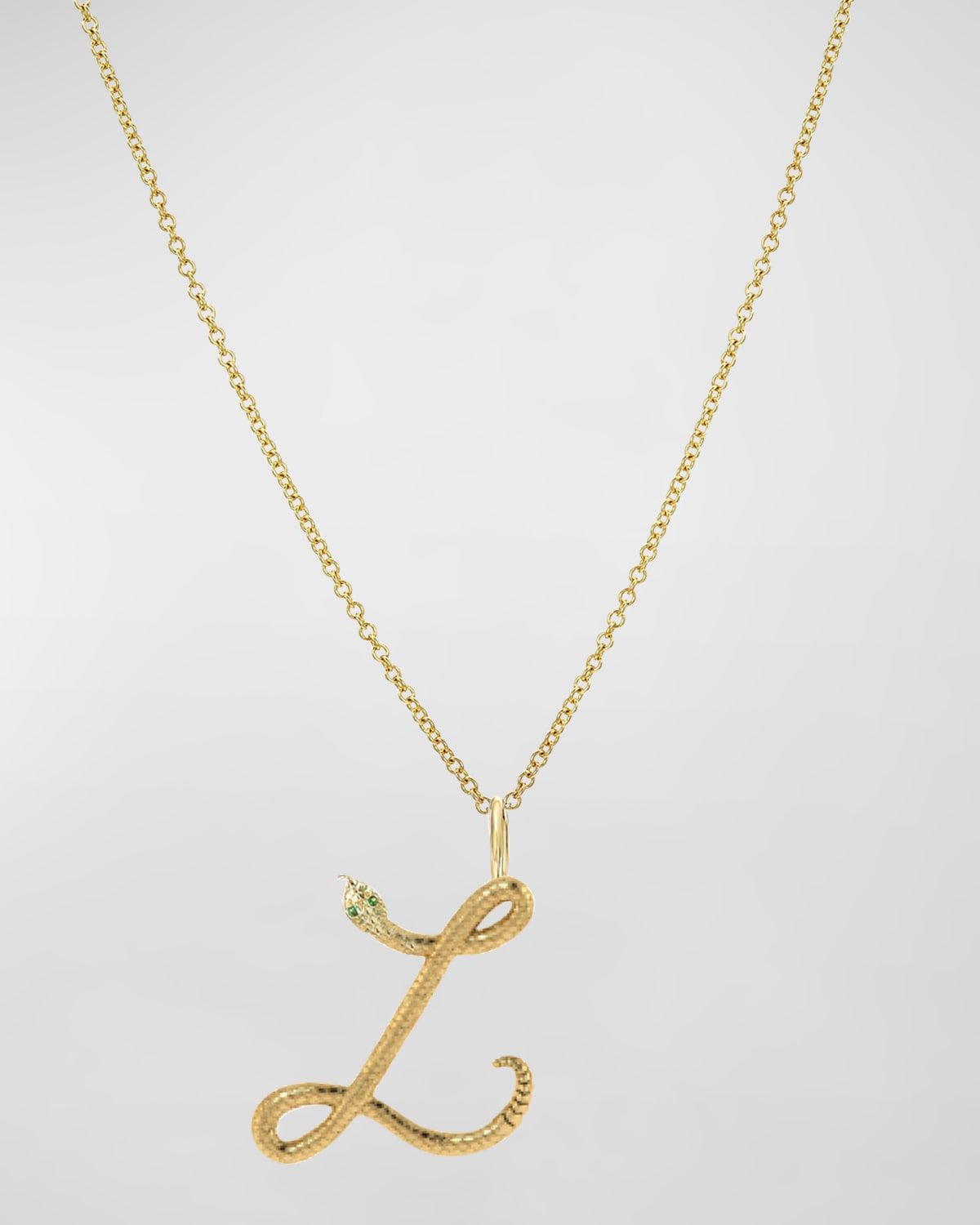14K Gold Snake Initial Necklace