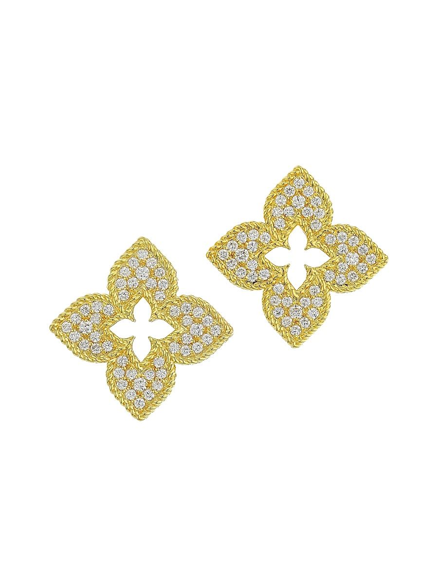 Women's Venetian Princess 18K Yellow Gold & Diamond Stud Earrings - Gold