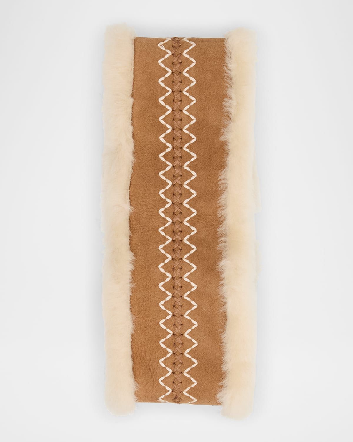 Embroidered Dyed Shearling Headband