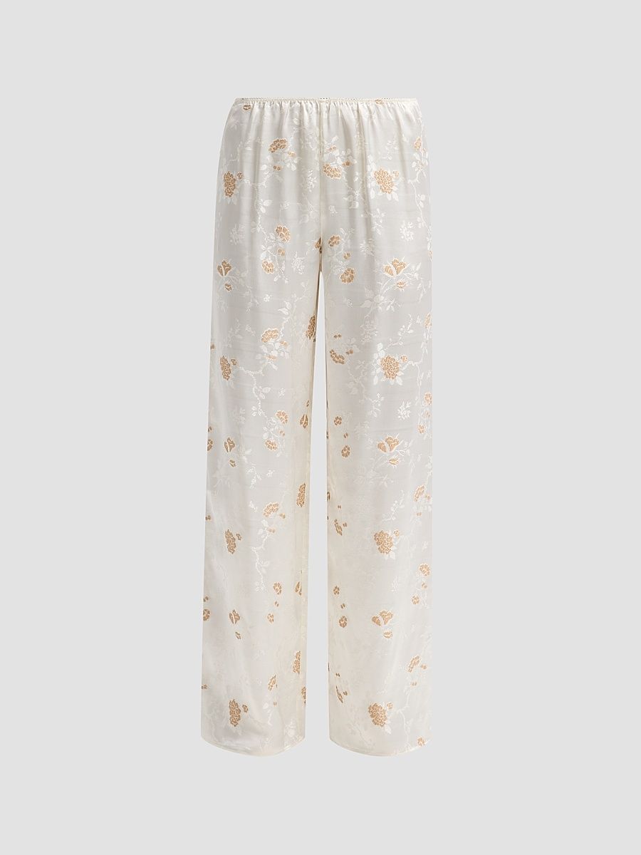 DÔEN Women's Lavona Floral Jacquard Satin Pants - Fresco Tappezzeria Jacquard - Size Large