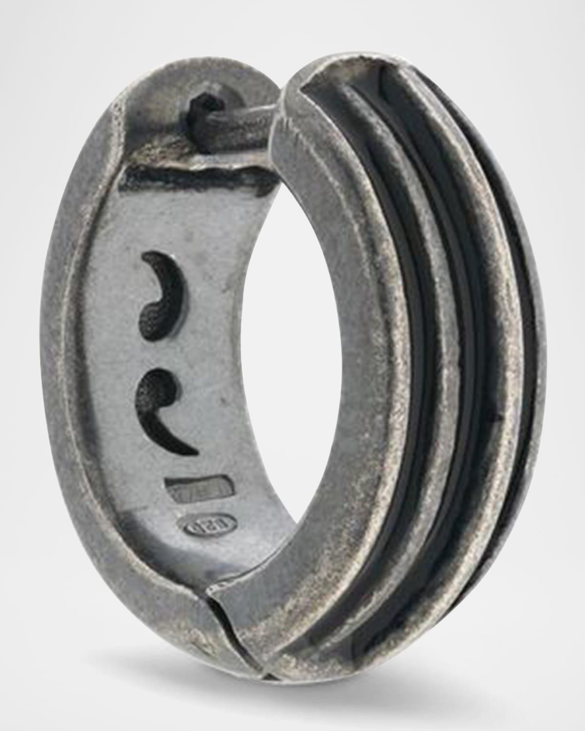 Men & apos;s Acies Enameled Silver Mono Huggie Earring, Single