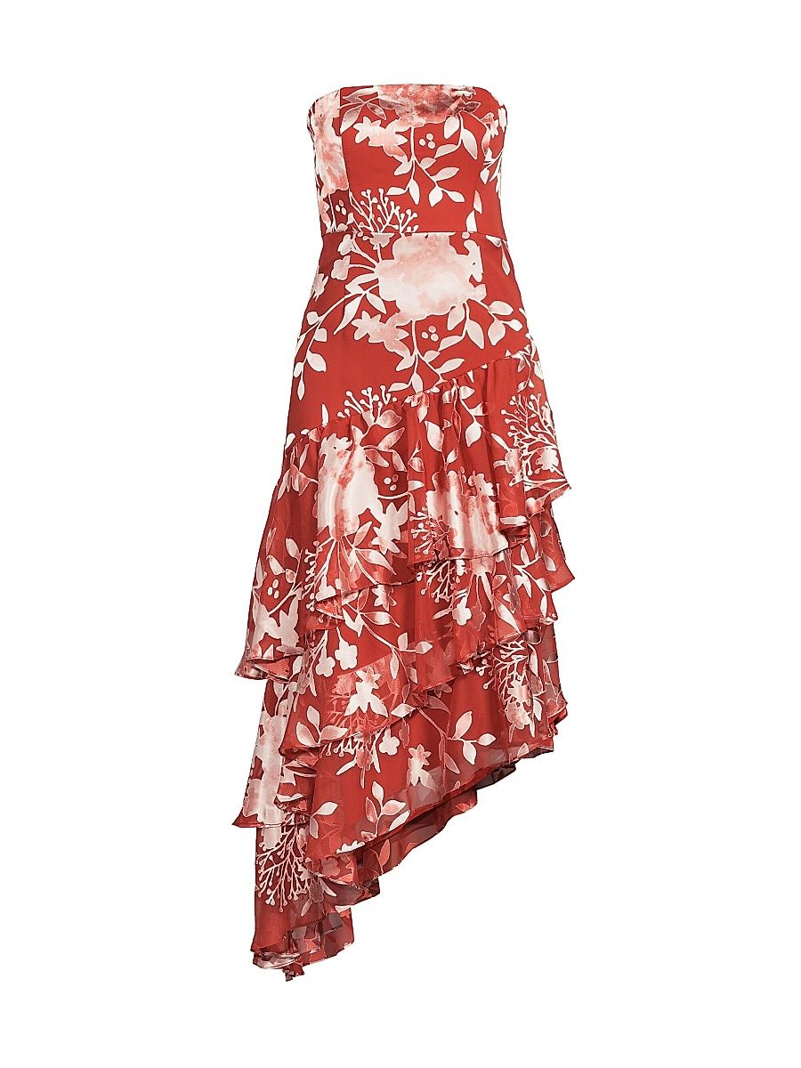 Women's Vanina Floral Strapless Midi-Dress - Clay Chinoiserie Bouquet - Size 14