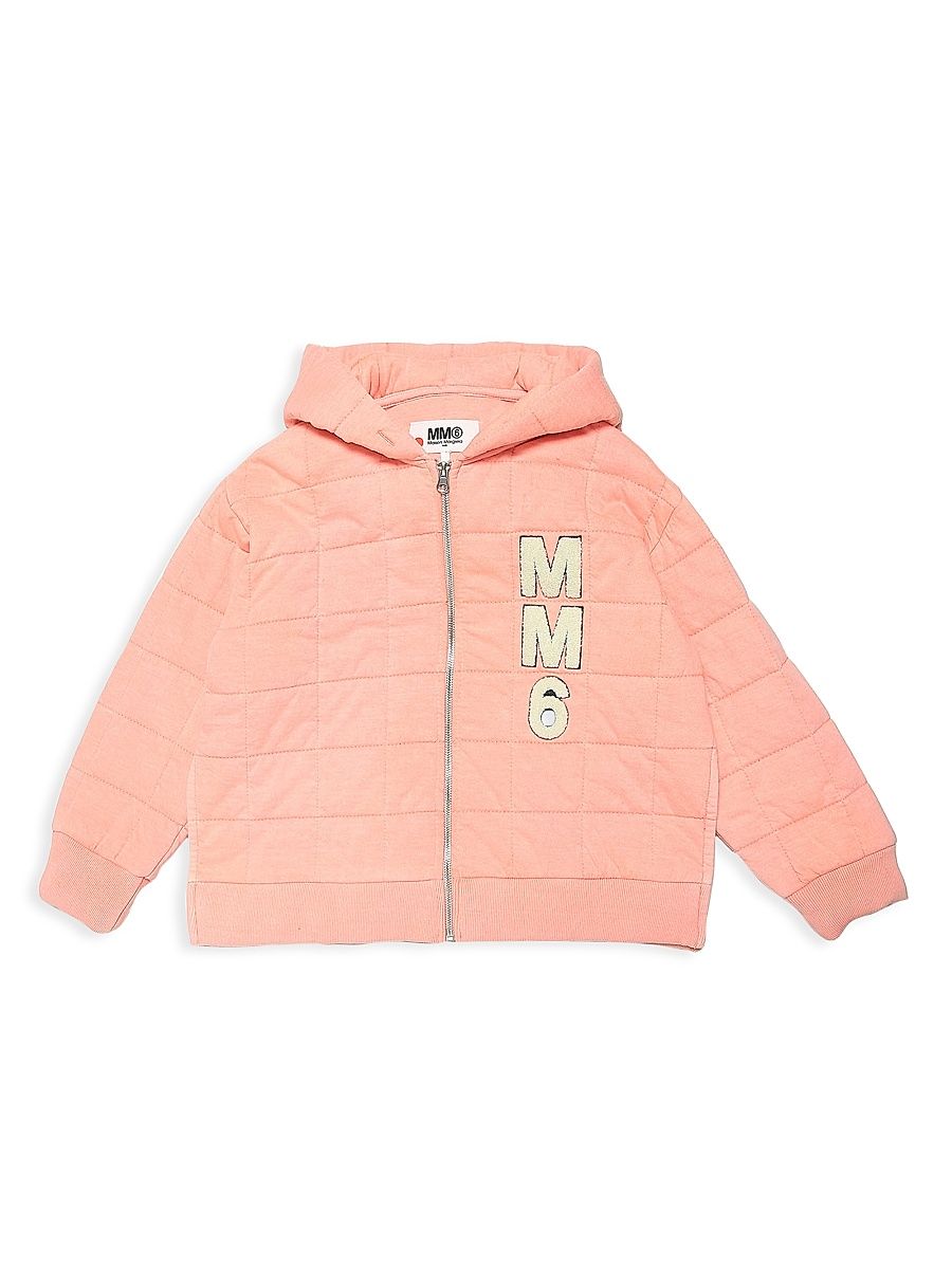 Little Kid's & Kid's Quilted Zip-Up Hoodie - Peach Pink - Size 4