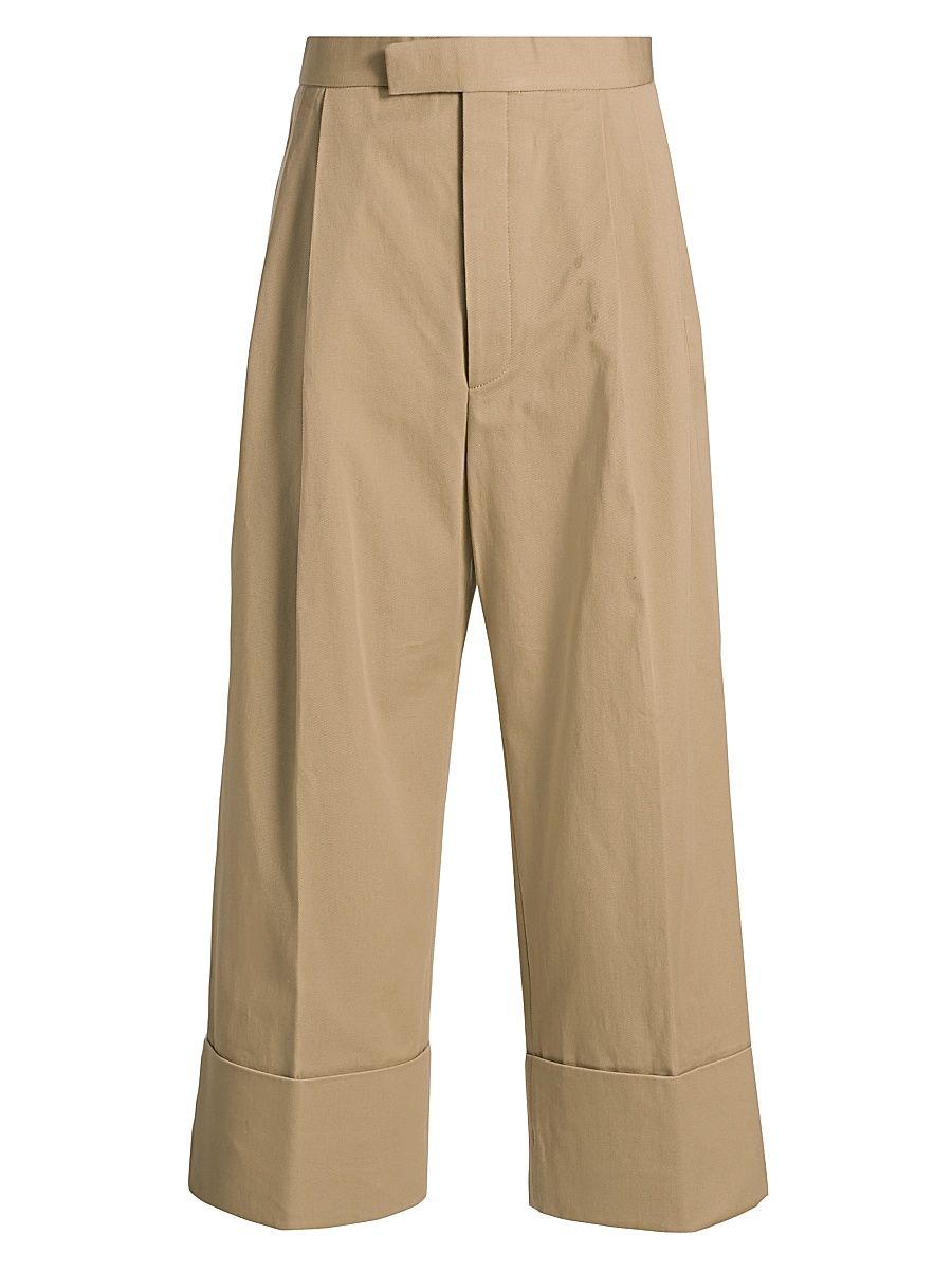 Men's Cotton Gabardine Wide-Leg Trousers - Khaki - Size XXL