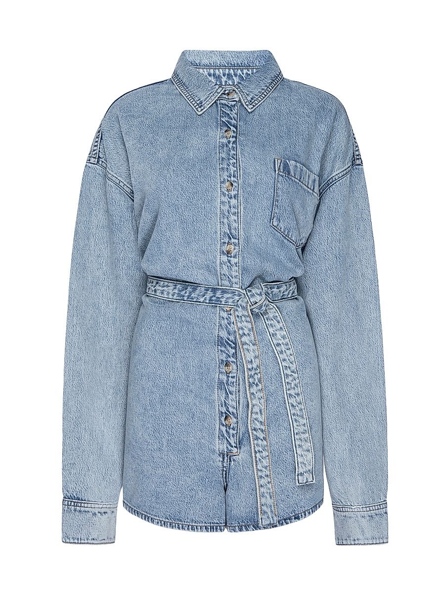 Women's Weightless Long-Sleeve Denim Romper - Indigo - Size XL