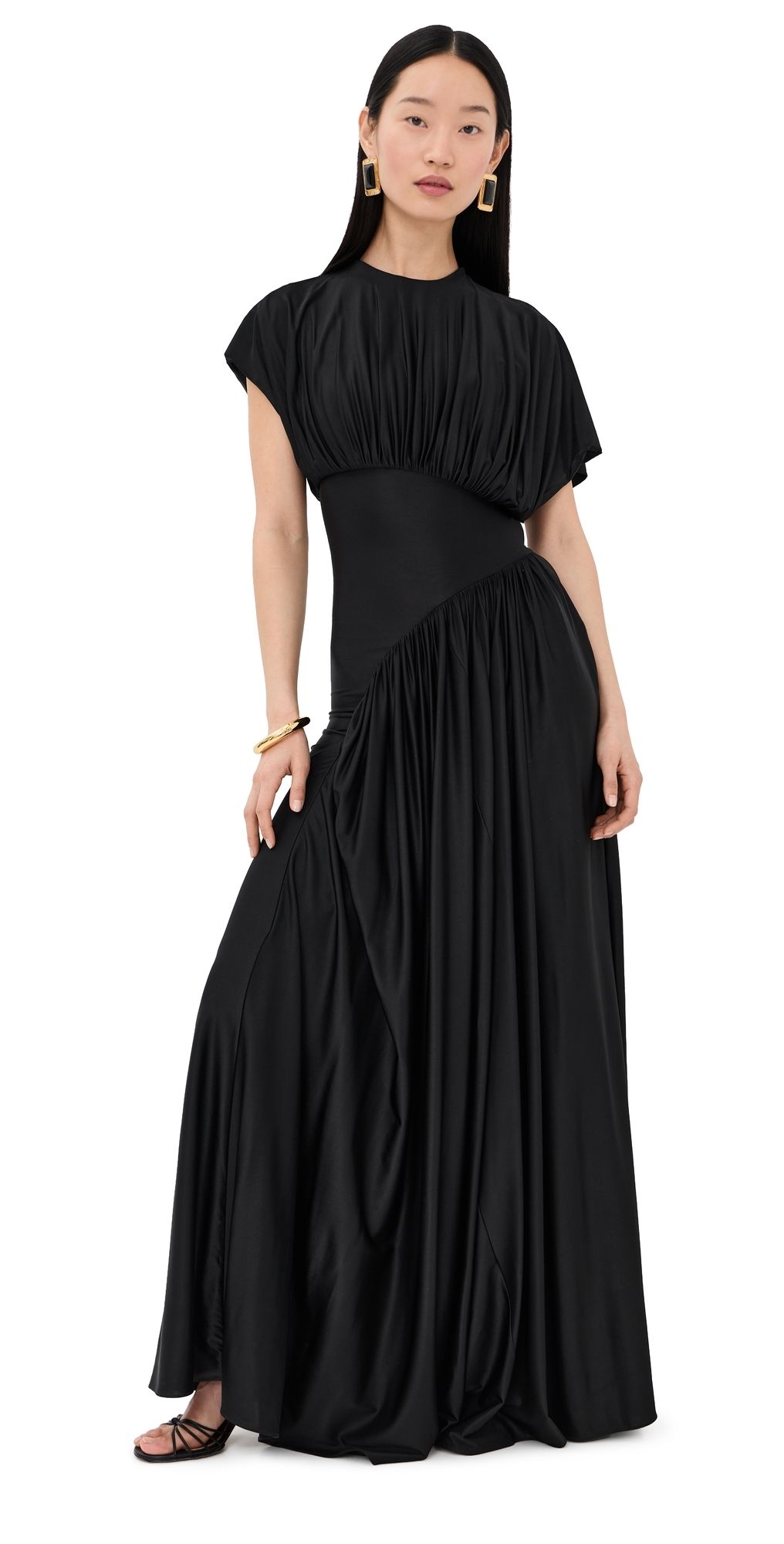rabanne Ruched Maxi Dress Black 34