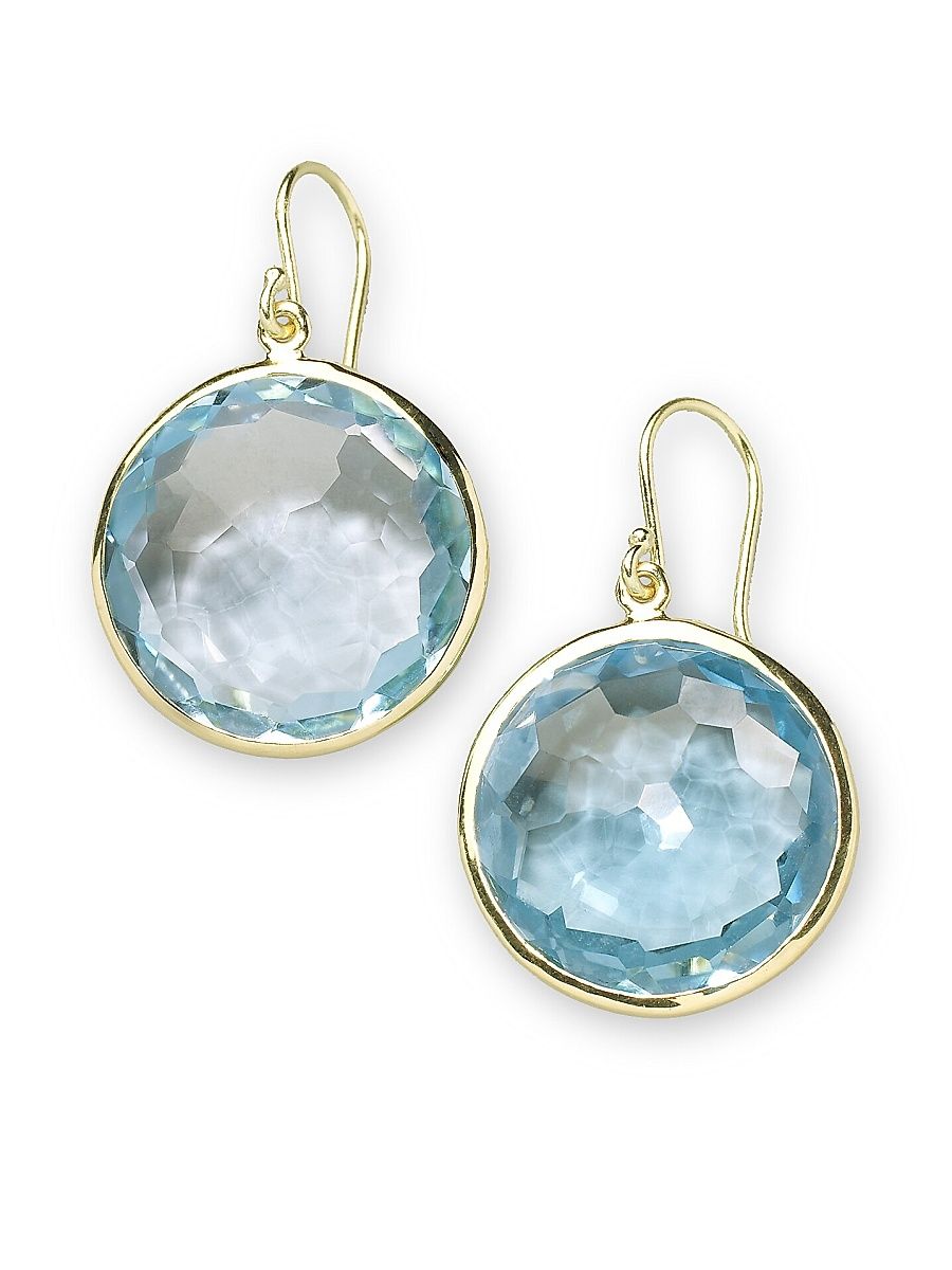 Women's Lollipop Blue Topaz & 18K Yellow Gold Large Drop Earrings - Blue