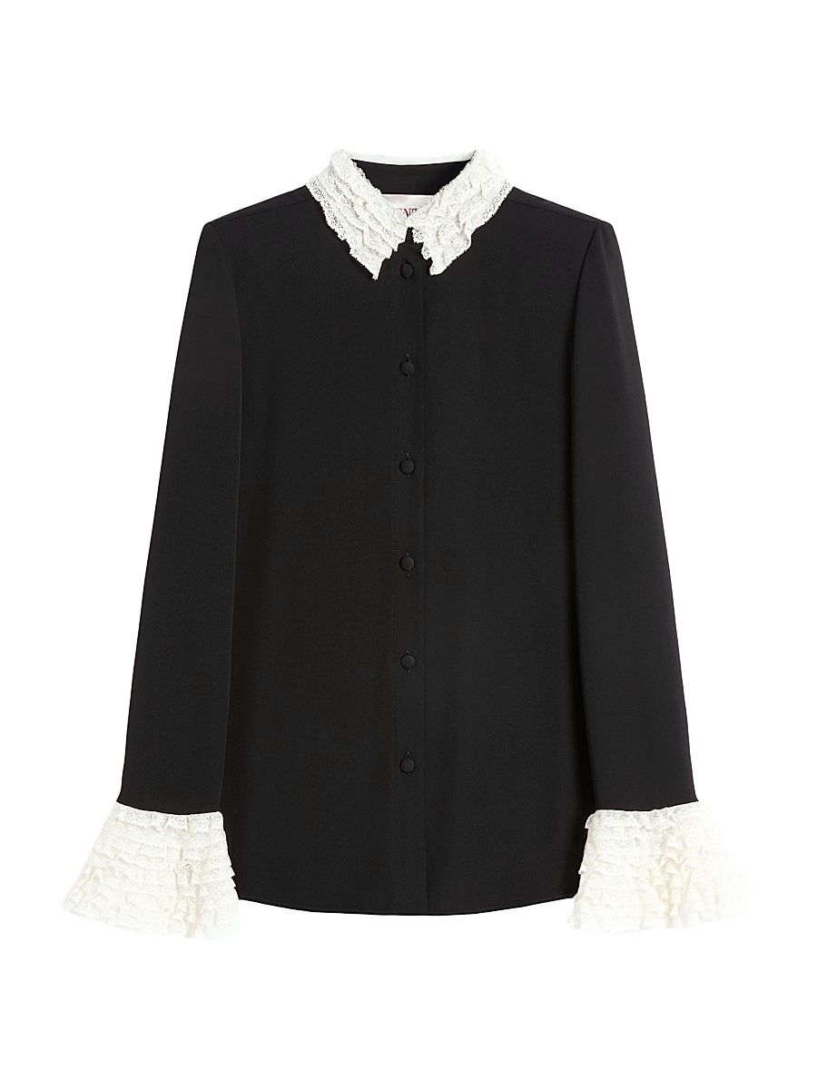 Women's Georgette Blouse - Black Ivory - Size 6