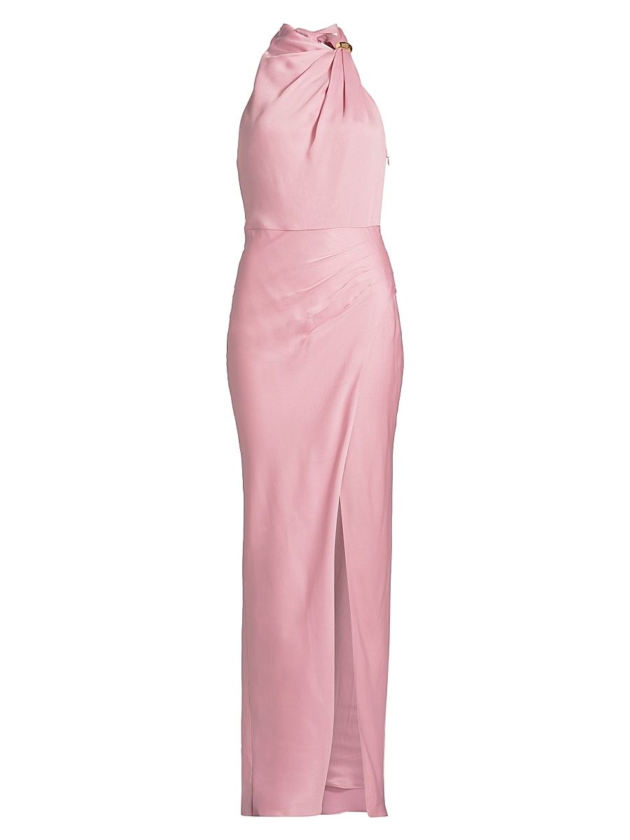 Women's Galilea Embellished Draped Halter Gown - Rose - Size 8