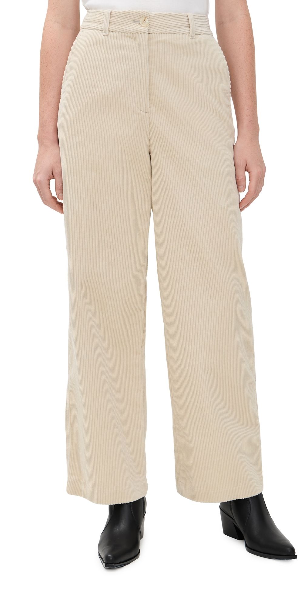 DUNST Semi-Wide Corduroy Slacks Cream L