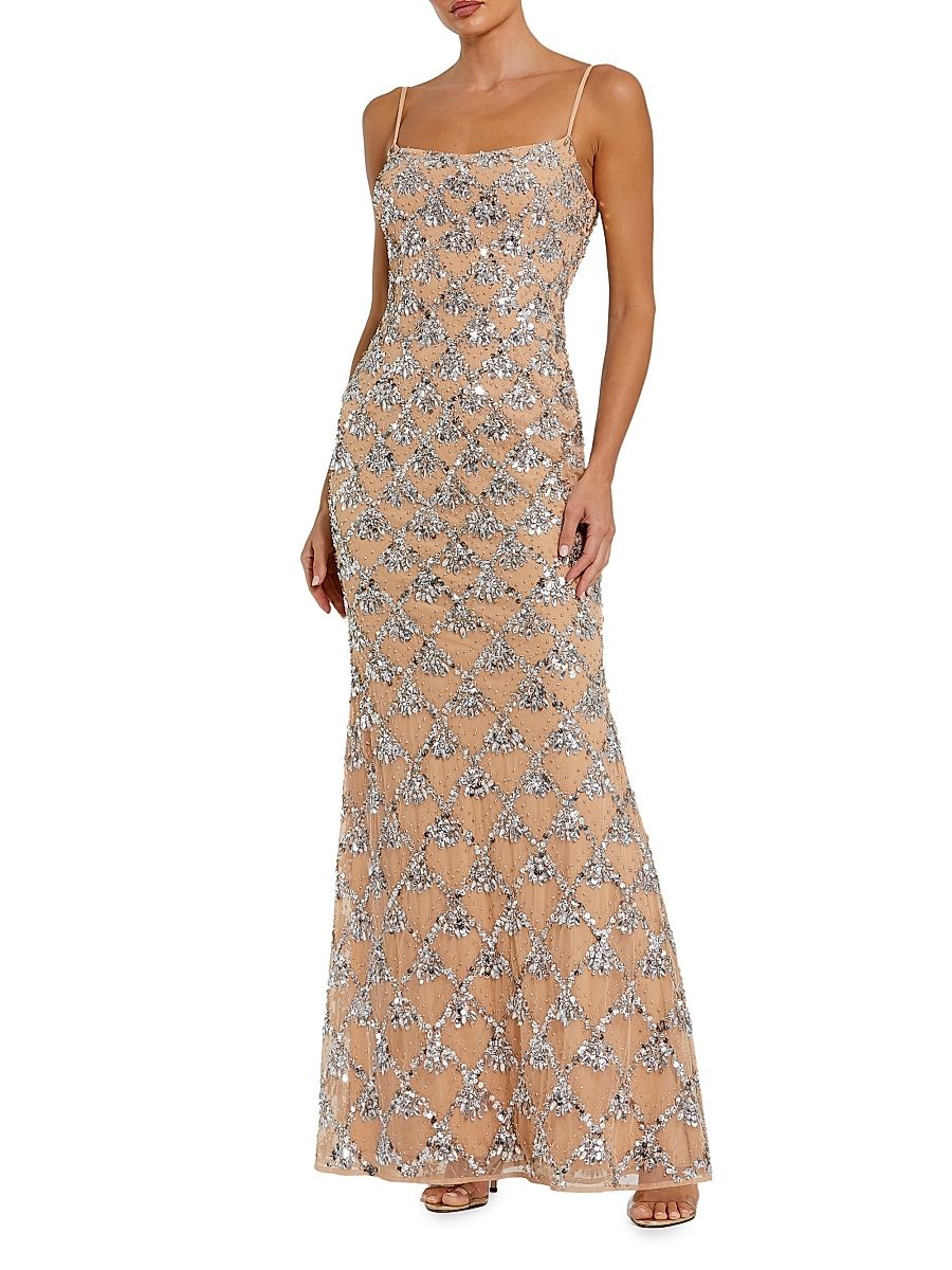 Women's Prom Sequined Mesh Slipdress - Silver - Size 12