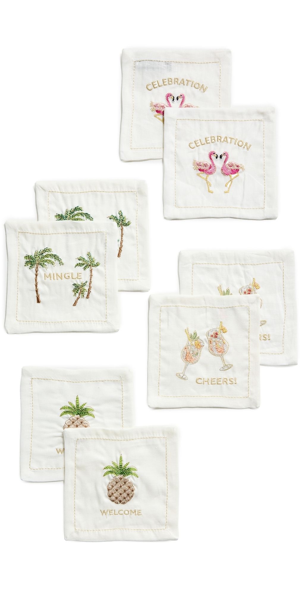 Kim Seybert Mingle Cocktail Napkins Set of 8 White/Multi One Size