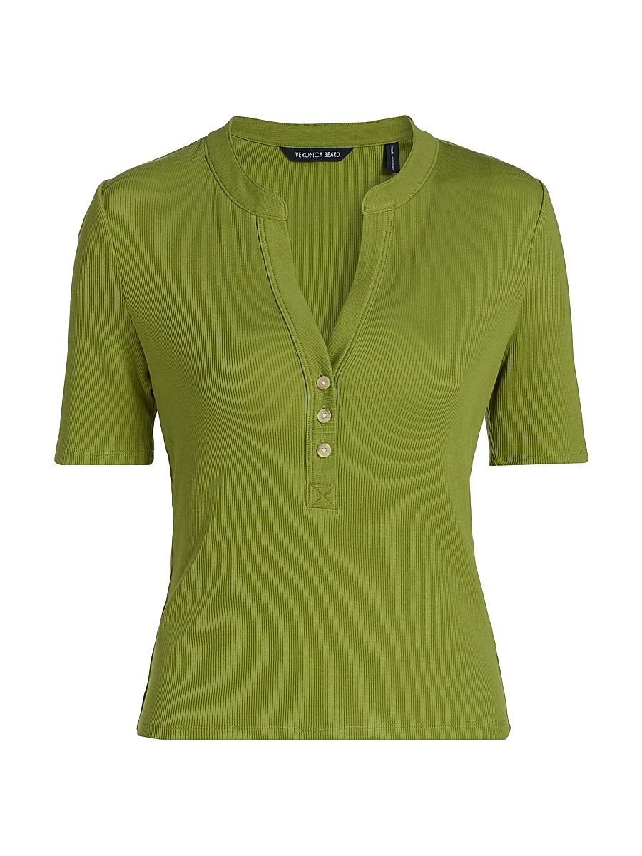 Women's Reubian Ribbed Henley Top - Cactus - Size XS