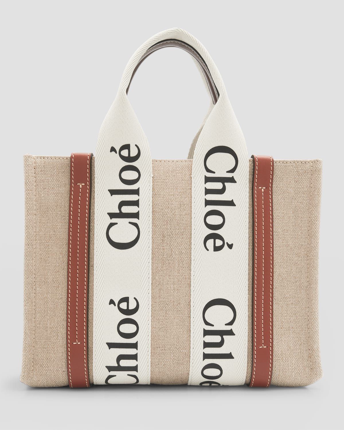 Woody Small Tote Bag in Linen with Crossbody Strap