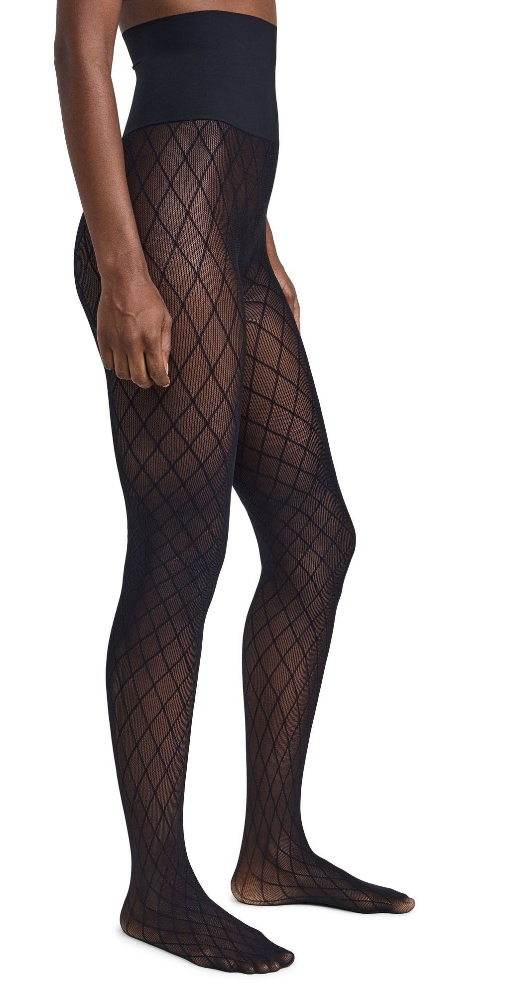 Commando Lattice Net Stockings Black L