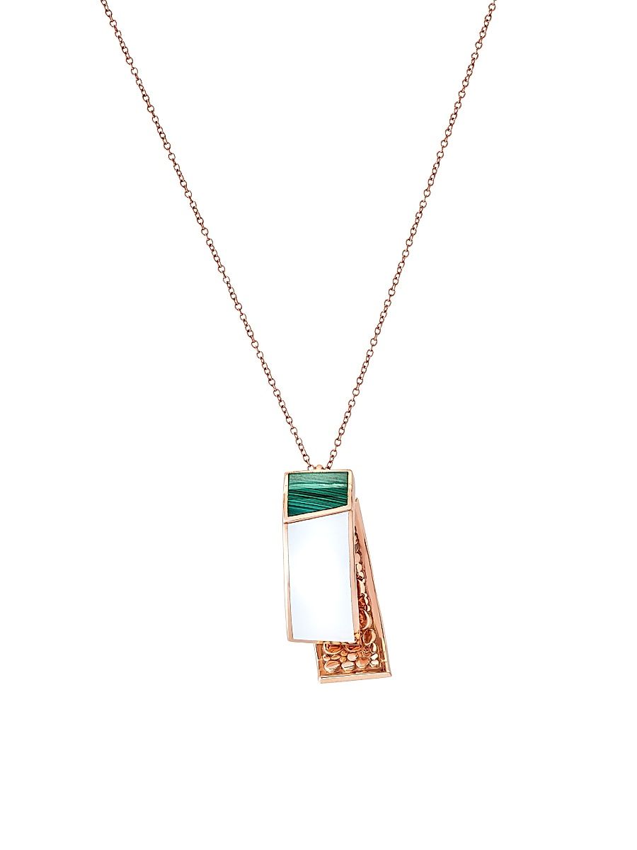 Women's Volumi 18K Rose Gold, Enamel & Malachite Pendant Necklace - Rose Gold