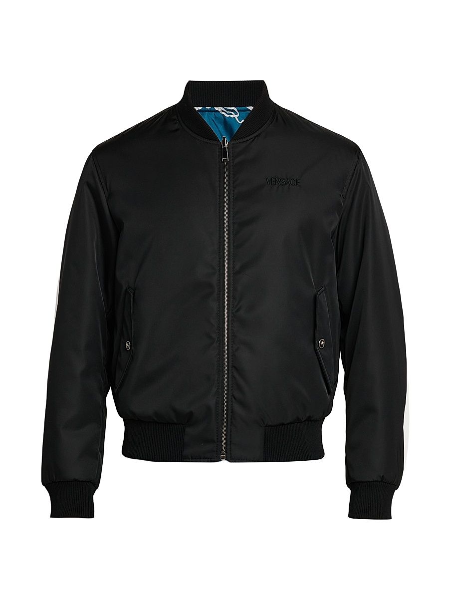 Men's Barocco Mythic Reversible Twill Jacket - Black Petrol Blue - Size 44