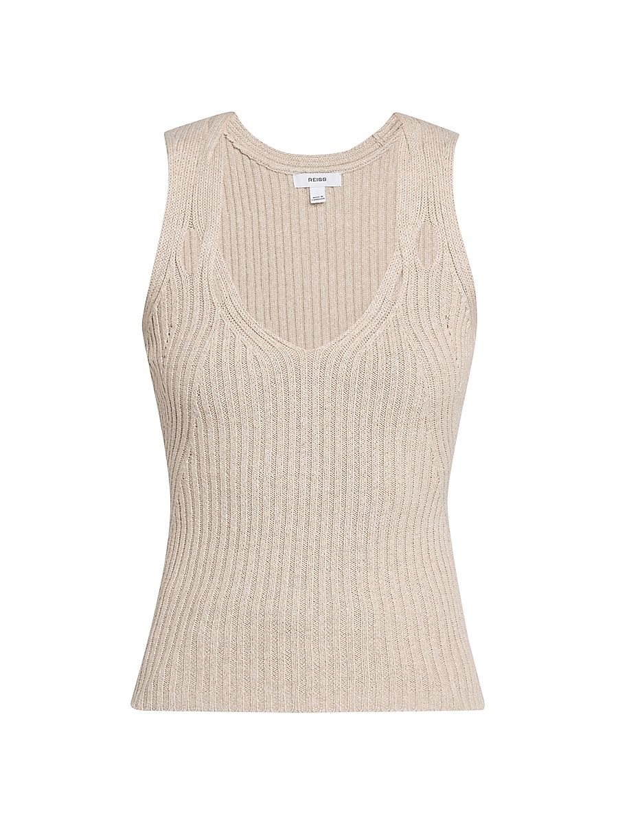 Women's Alethia Rib-Knit Linen-Blend Tank - Size Large