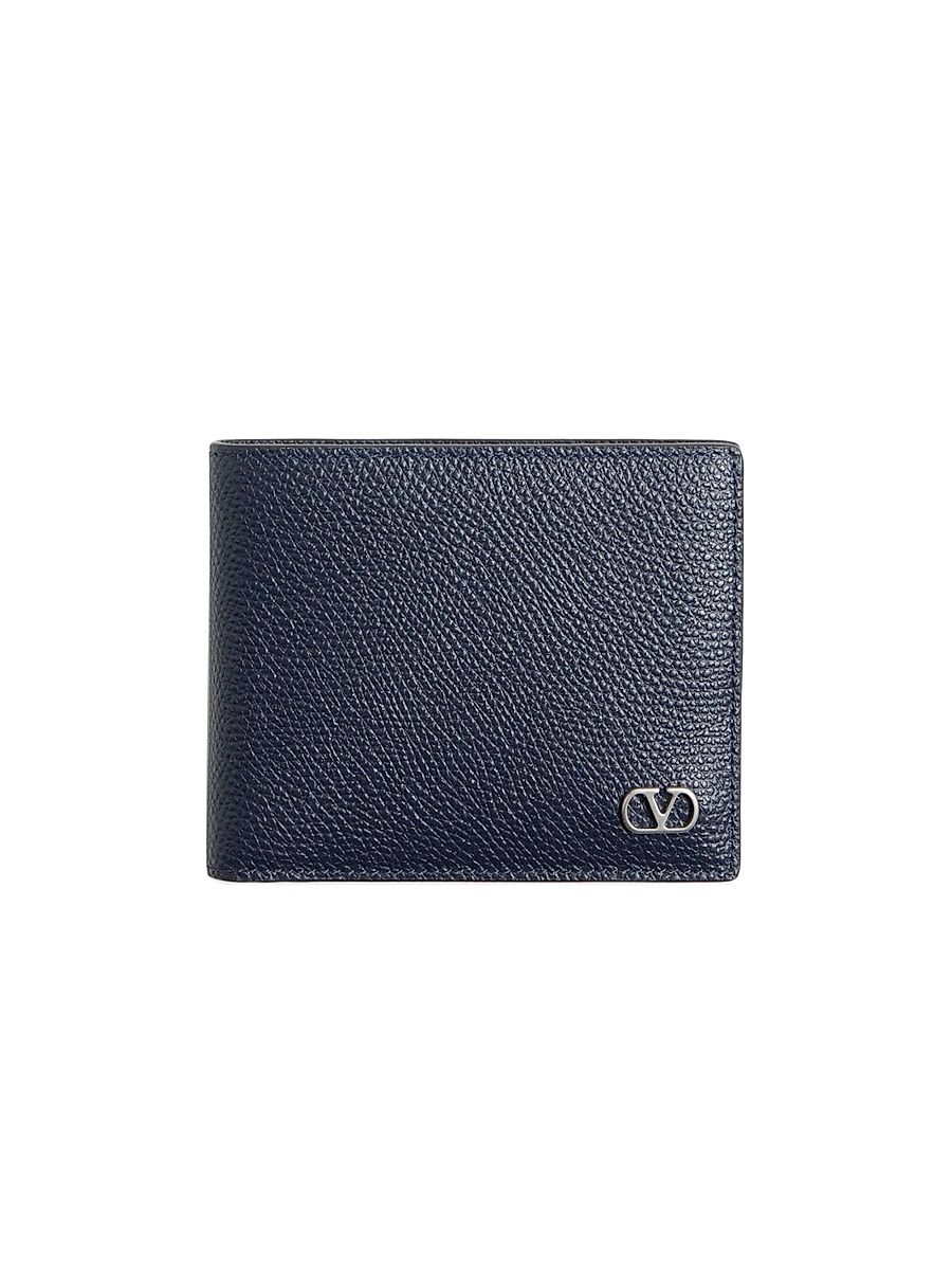 Men's VLogo Signature Grainy Calfskin Wallet - Marine