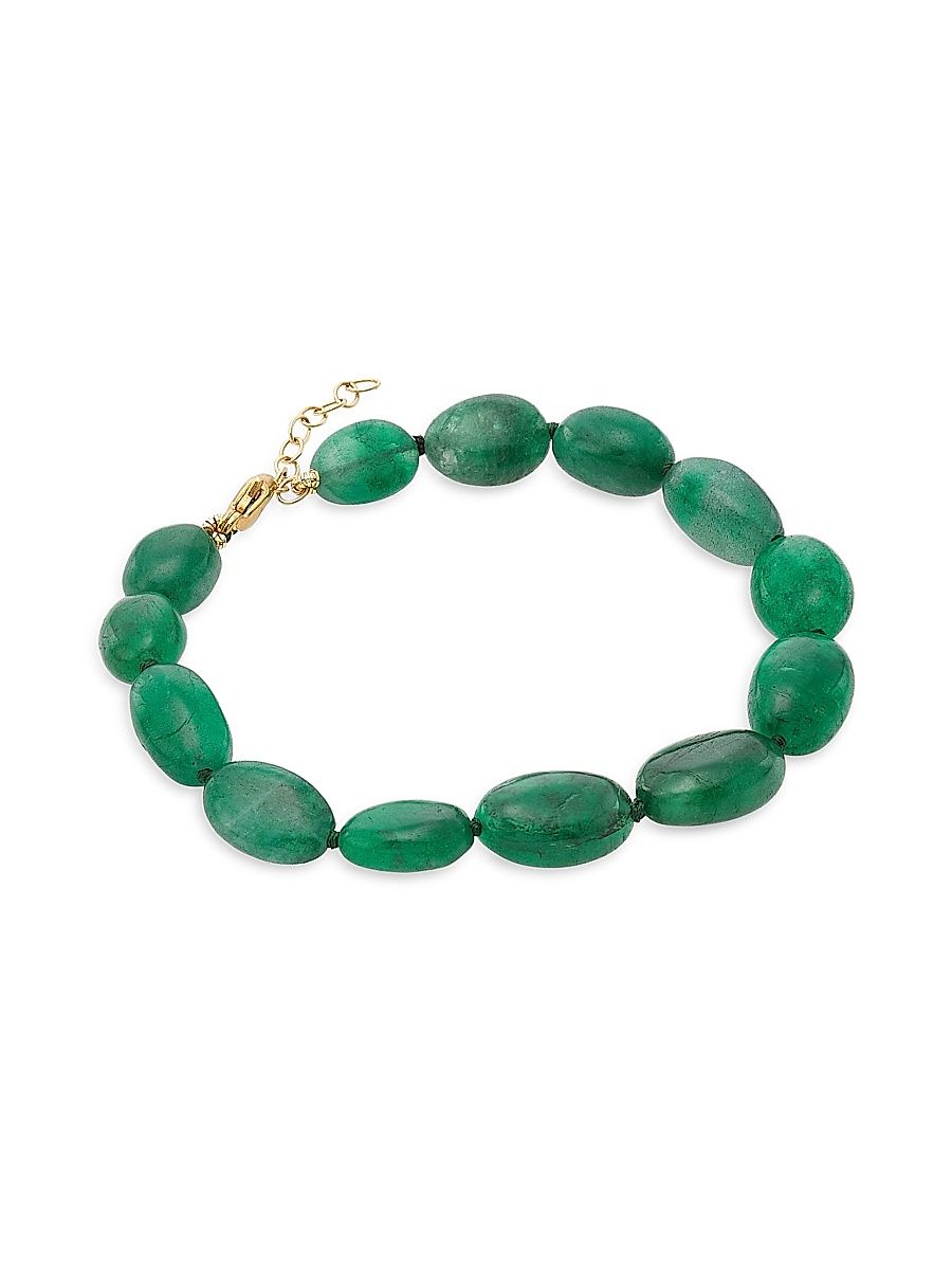 Women's Arizona 14K Yellow Gold & Emerald Quartz Beaded Bracelet - Green