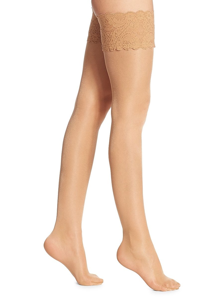 Women's Satin Touch 20 Denier Evening Thigh Highs - Gobi - Size Large