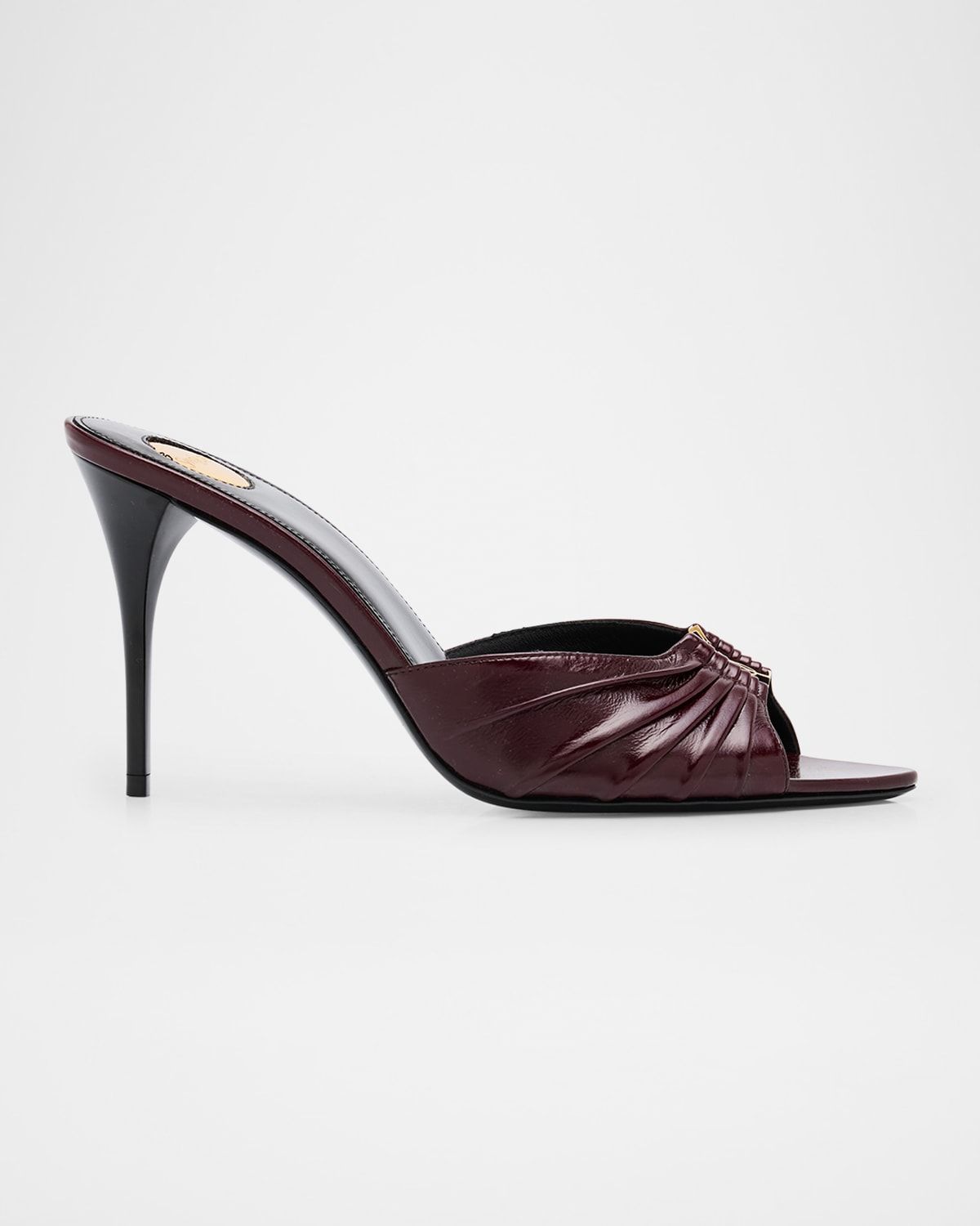 Babylone YSL Ruched Leather Mule Sandals
