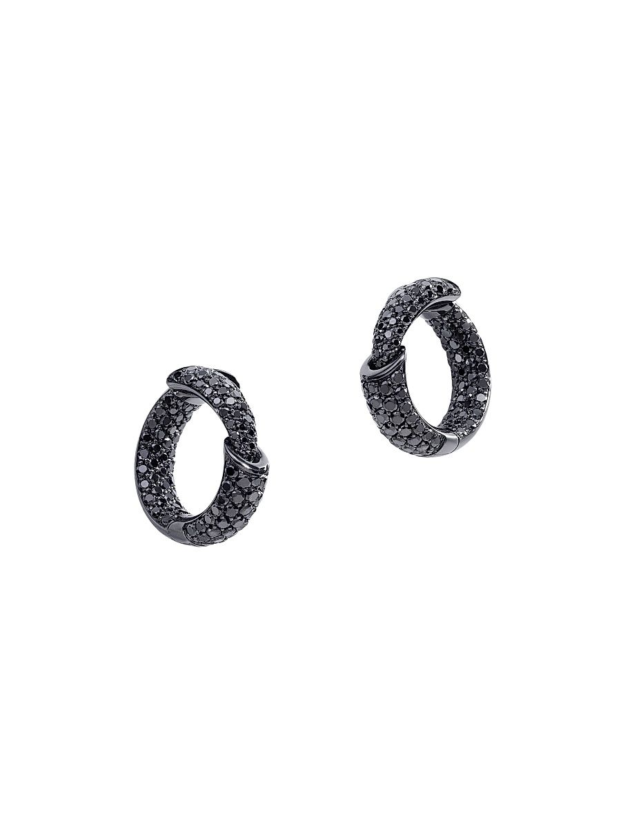 Women's Calla The One Small Black Rhodium-Plated, 18K White Gold & 3.55 tcw Black Diamond Hoop - Black