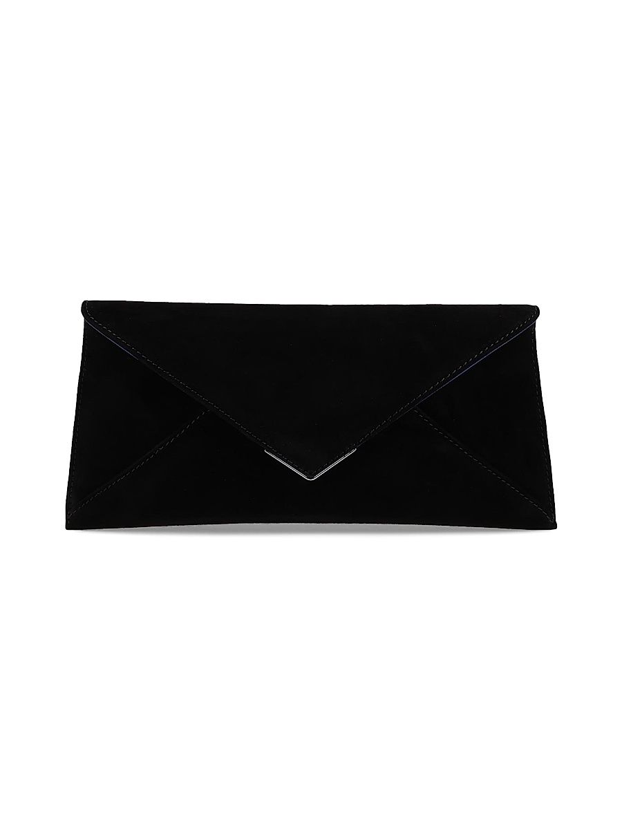Women's Lee Lineage Suede Clutch with Silver Hardware - Black