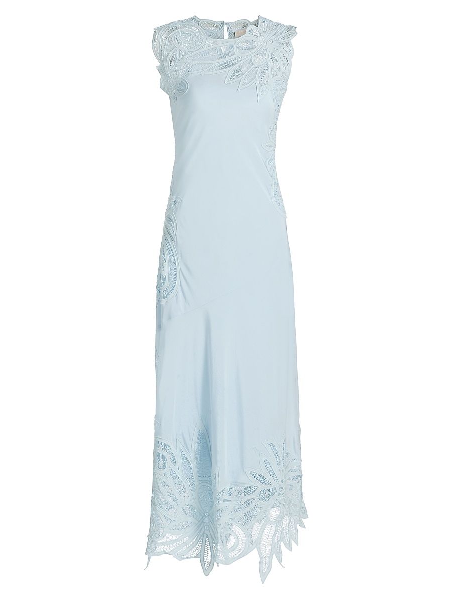 Women's Idra Silk Lace Midi-Dress - Adriatic - Size 12