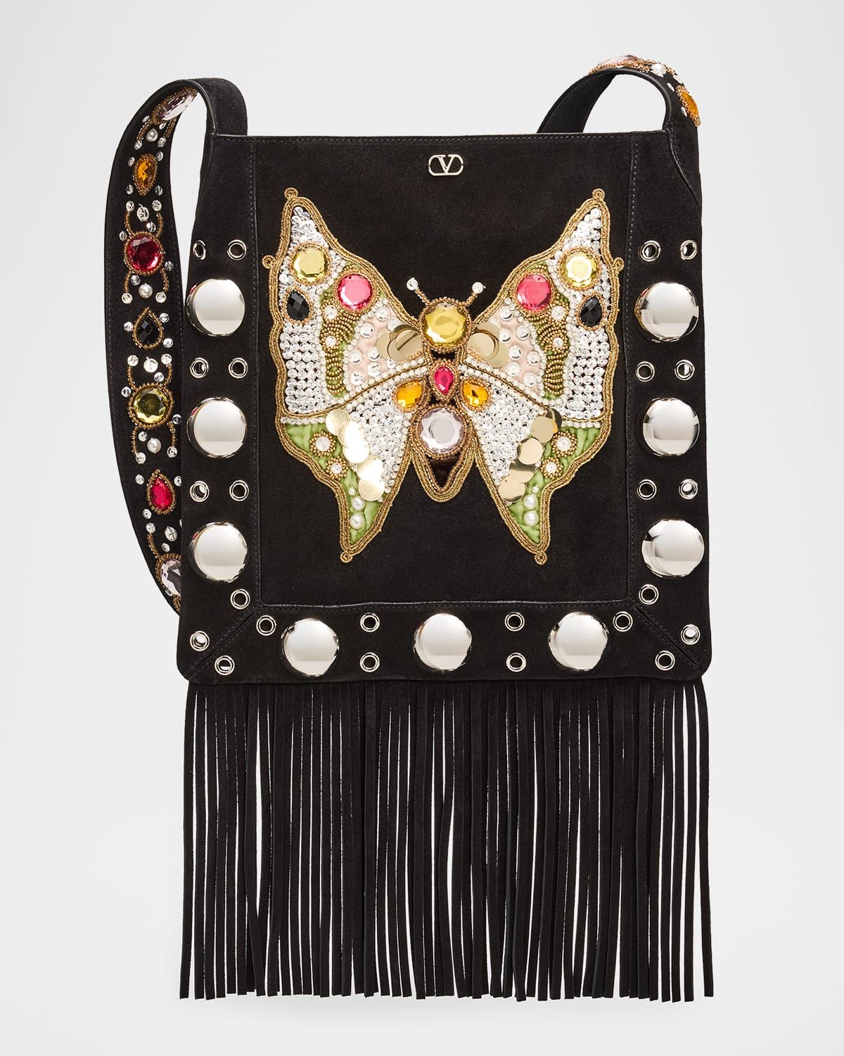 Nellcote Embellished Butterfly Suede Crossbody Bag