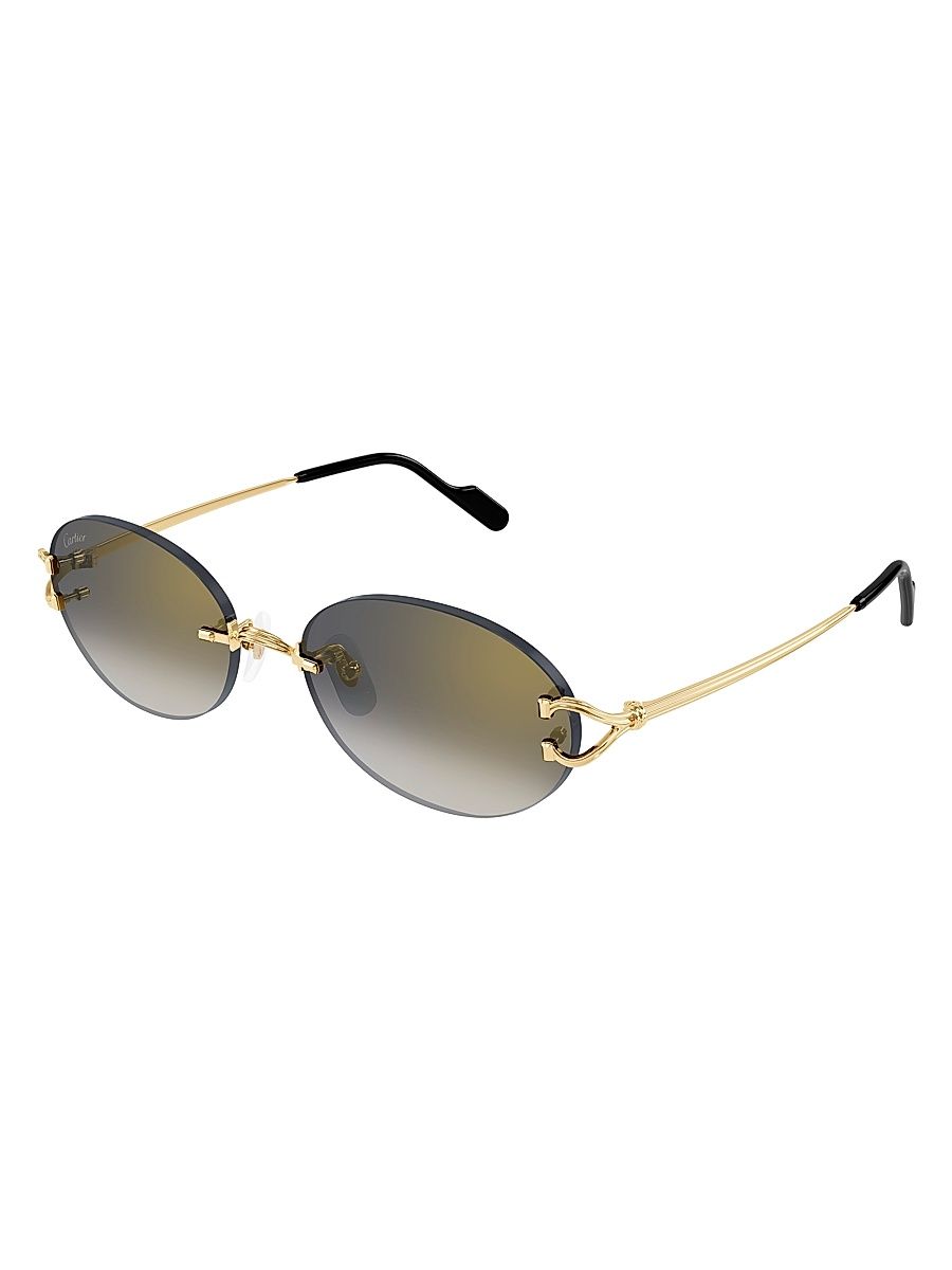 Men's C Decor 55MM Oval Sunglasses - Gold Grey