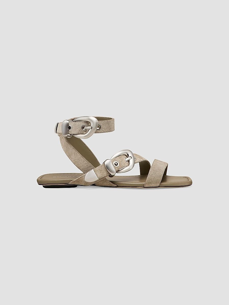 Stuart Weitzman Women's Maven Suede Sandals - Smokey Taupe - Size 7.5