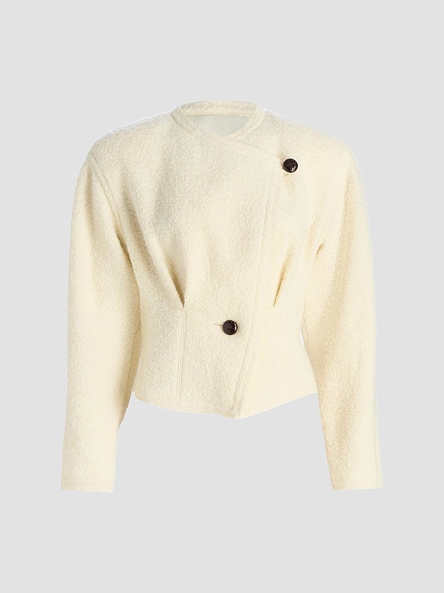 Isabel Marant Women's Suna Wool-Blend Asymmetric Jacket - Ecru - Size 10