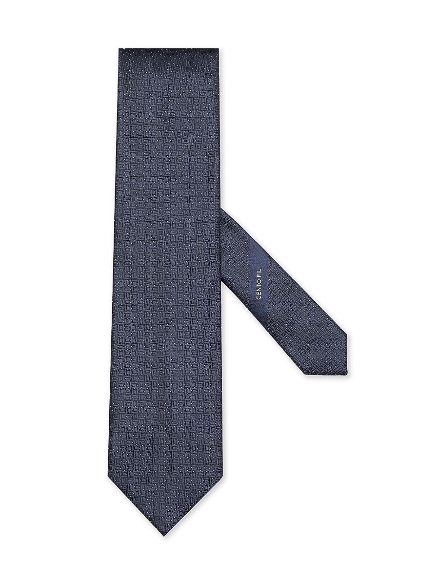 Men's Cento Fili Silk Tie - Dark Blue - Size 0