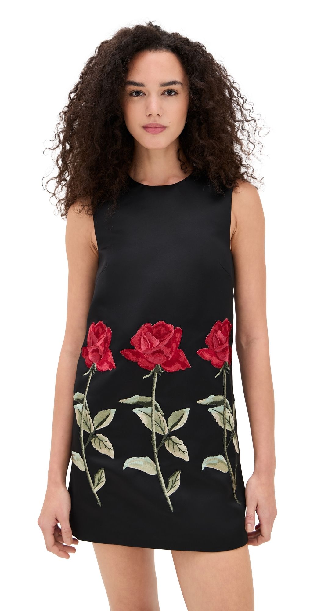 Leo Lin Yvonne Embroidered Mini Dress Ebony 8