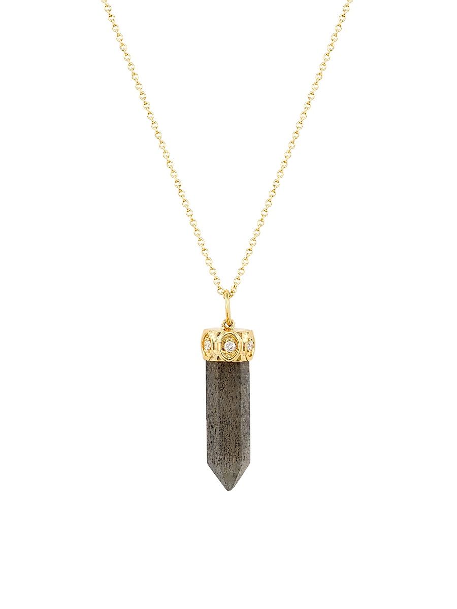 Women's 14K Yellow Gold & Diamond Marquis Eye Long Stone Point Charm Necklace - Gold