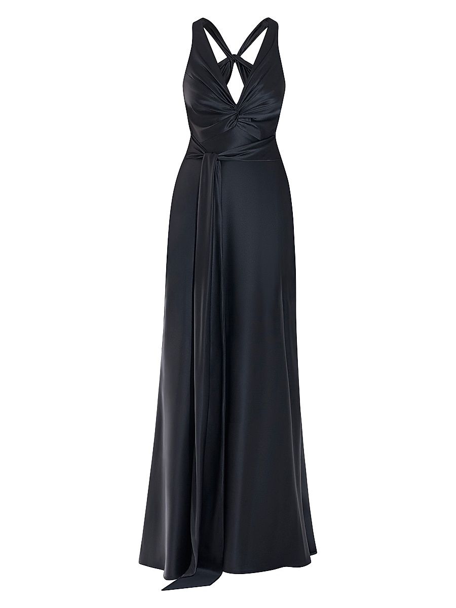 Women's Halterneck A-Line Gown - Black - Size 14