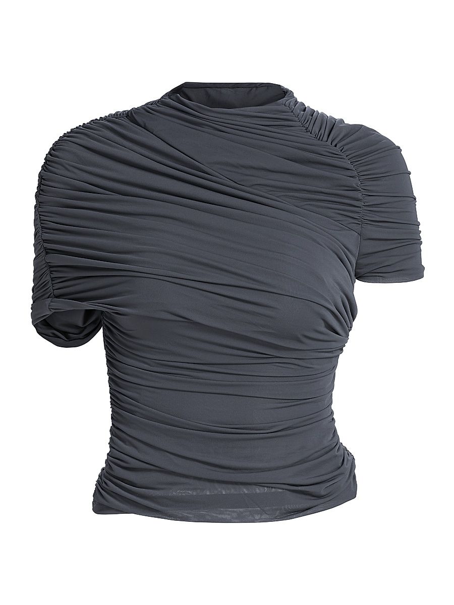 Women's Vega Ruched Jersey Top - Charcoal - Size XL