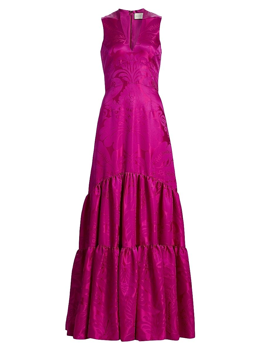 Women's Cella Floral Damask A-Line Gown - Pink Sapphire Damask - Size 6
