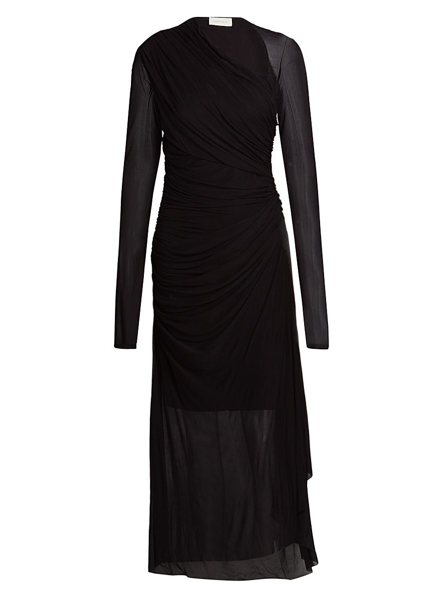 Women's Illustration Gathered Midi-Dress - Black - Size 8