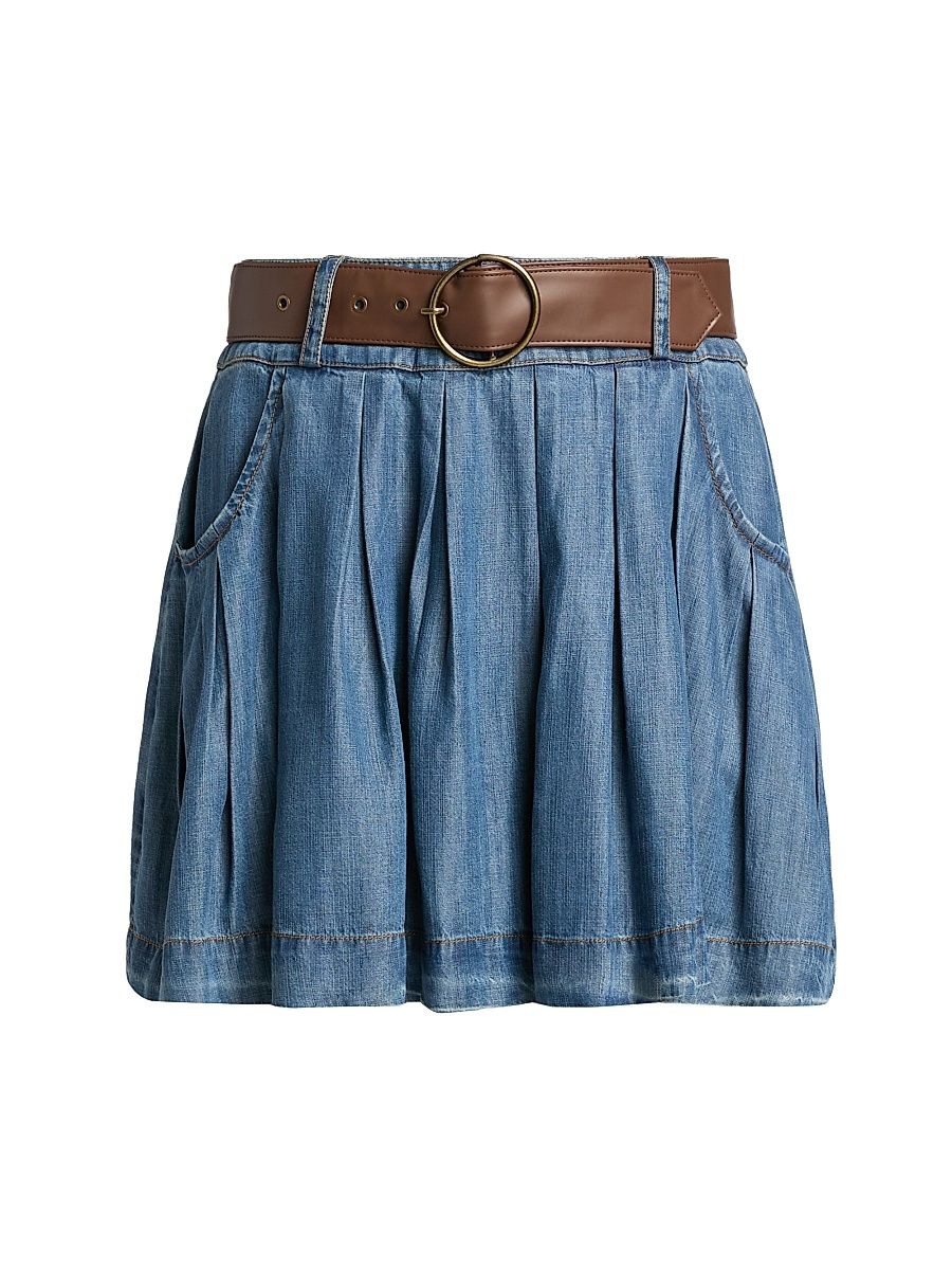 Women's Owen Belted Chambray Skirt - Chambray - Size 14